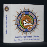 Custom Football Card Binder<br><div class="desc">Insane Football Fan Football Cards book with brushed steel background and Insane Football fan logo! Football logo is a crazy Football with It's All About Football and Insane Football fan text! Ryan's Football Cards text, Team - Series - Card Collections text on front cover and spine can be edited! Add...</div>
