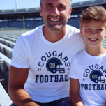 Custom Football Dad Navy Blue and Gold Team Tri-Blend Shirt<br><div class="desc">Custom Front and Back Football T-Shirt for Dad - shown in White
Design for football dads features a football helmet with sporty text that can be customized for the team name,  son's last name,  and his jersey number. Gold and navy blue colors can be customized.</div>