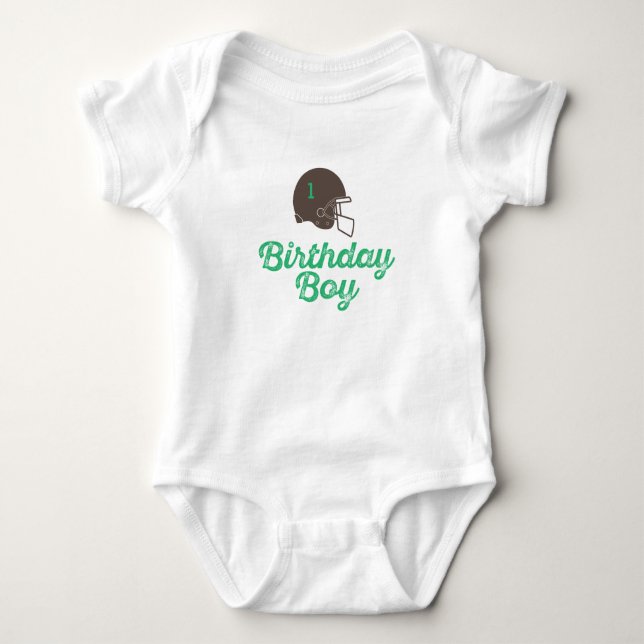 Custom Football First Birthday Baby Bodysuit (Front)