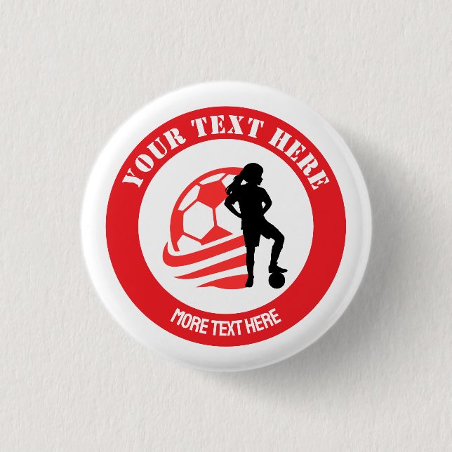 Custom Football Girl kid's Football Birthday Party Button (Front)