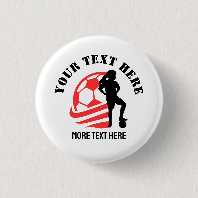 Custom Football Girl kid's Football Birthday party Button (Front)