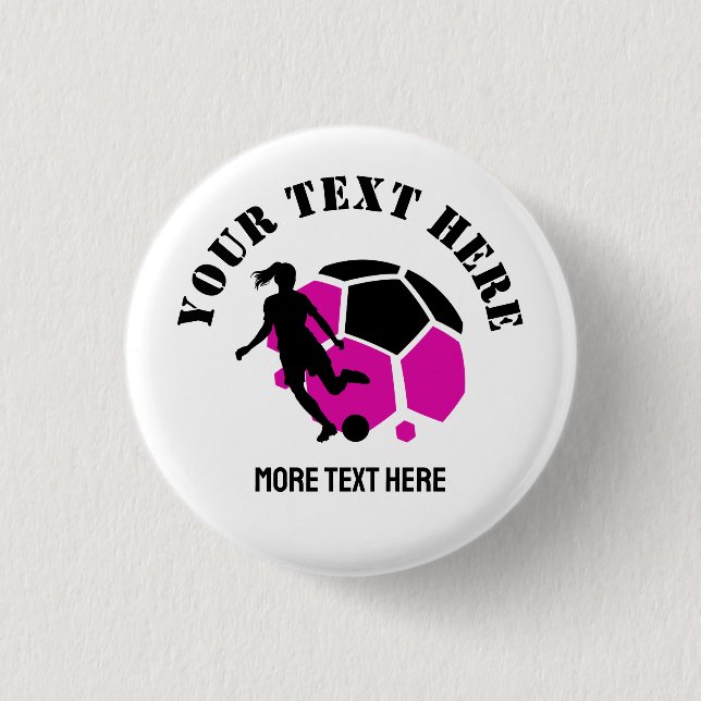 Custom Football Girl kid's Football Birthday party Button (Front)