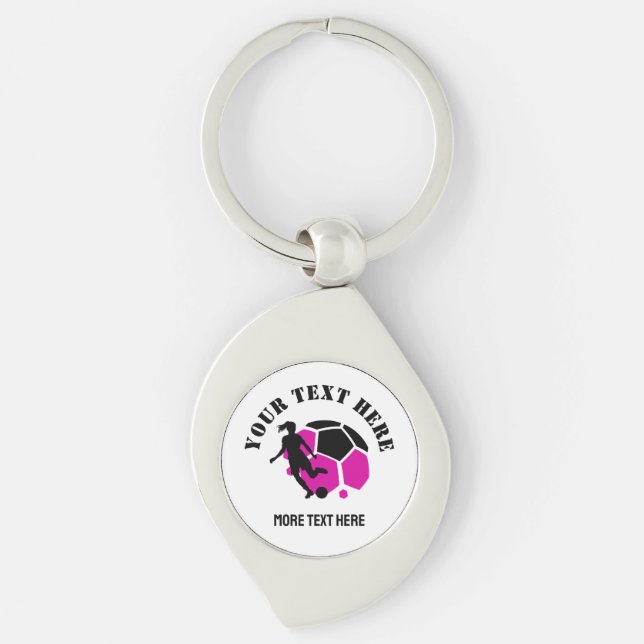 Custom Football Girl kid's Football Birthday party Keychain (Front)