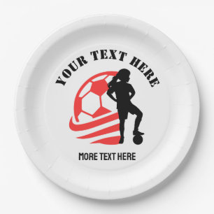 Custom Football Girl kid's Football Birthday Party Paper Plates