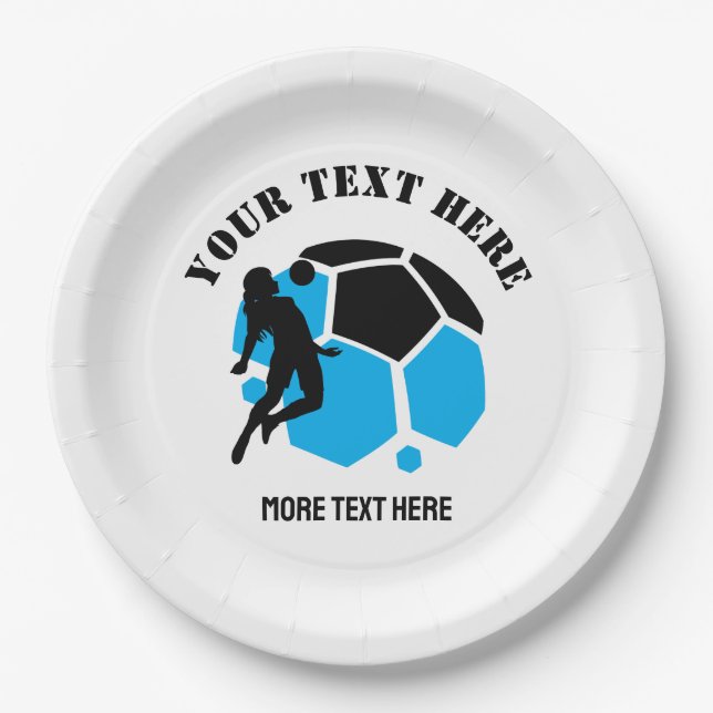 Custom Football Girl kid's Football Birthday Party Paper Plates (Front)