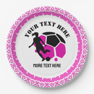 Custom Football Girl kid's Football Birthday Party Paper Plates
