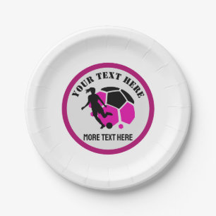 Custom Football Girl kid's Football Birthday Party Paper Plates