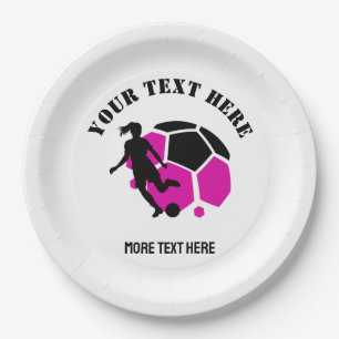 Custom Football Girl kid's Football Birthday Party Paper Plates