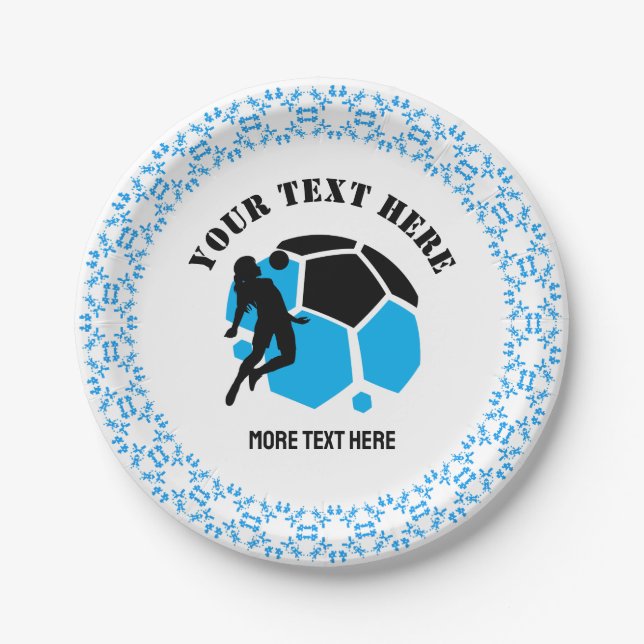 Custom Football Girl kid's Football Birthday Party Paper Plates (Front)