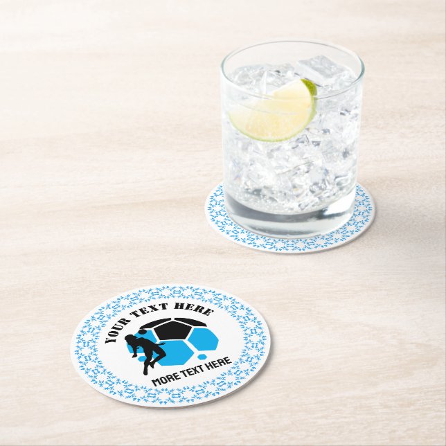 Custom Football Girl kid's Football Birthday Party Round Paper Coaster (Insitu)