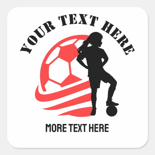 Custom Football Girl kid's Football Birthday party Square Sticker (Front)