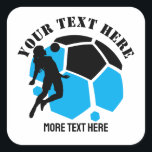 Custom Football Girl kid's Football Birthday party Square Sticker<br><div class="desc">Custom Football Girl kid's Football Birthday party Square Sticker.</div>