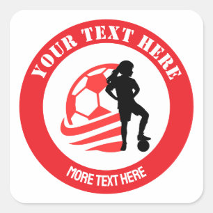 Custom Football Girl kid's Football Birthday Party Square Sticker