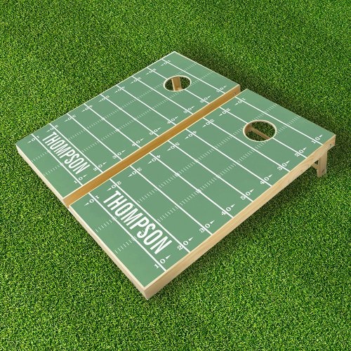 Custom Football Green Field Whimsical Fun Sports Cornhole Set