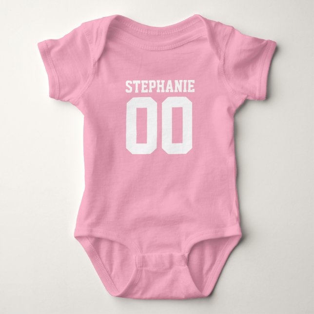 Custom Football Jersey Baby Girl Personalized Name Bodysuit (Front)