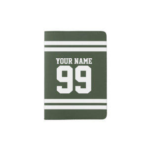 Custom football jersey number athletic stripe passport holder