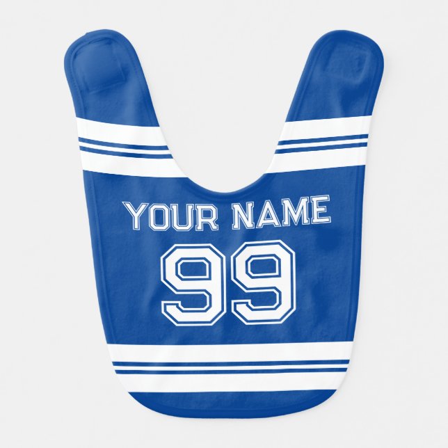 Custom football jersey number athletic stripes baby bib (Front)