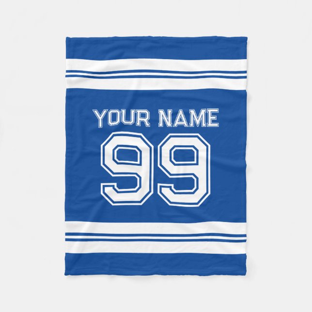 Custom football jersey number athletic stripes fleece blanket (Front)