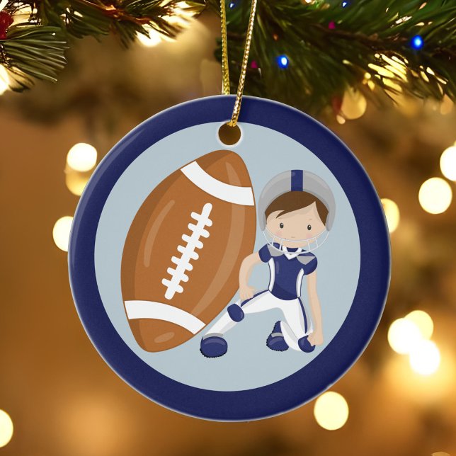Custom Football Kid Ceramic Ornament (Creator Uploaded)