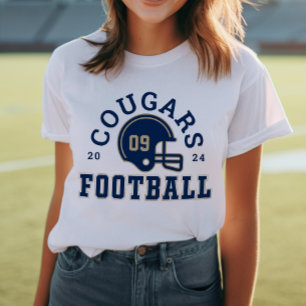 Custom Football Mom Navy Blue and Gold Team Tri-Blend Shirt