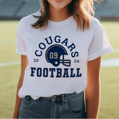 Custom Football Mom Navy Blue and Gold Team Tri_Blend Shirt