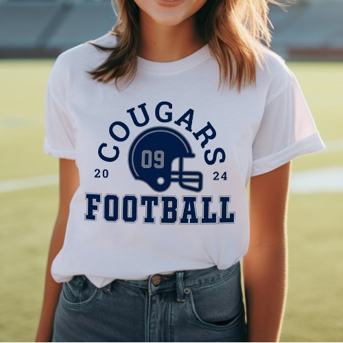 Custom Football Mom Navy Blue and Gray Team Tri_Blend Shirt