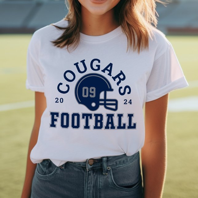 Custom Football Mom Navy Blue and Gray Team Tri-Blend Shirt (Creator Uploaded)