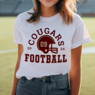 Custom Football Mom Red and Gold Team Tri-Blend Shirt
