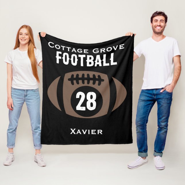 Custom Football Name, Number, School  Fleece Blanket (In Situ)