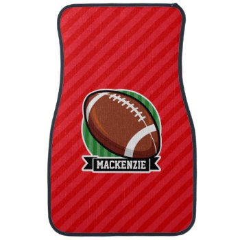 Custom Football On Red Diagonal Stripes Car Mat by Birthday_Party_House at Zazzle
