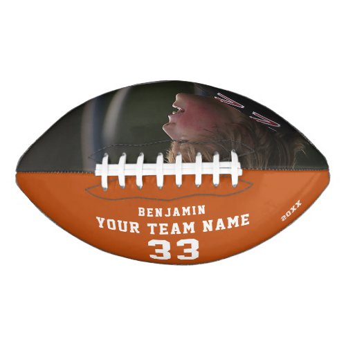 Custom Football Orange Name Number Team Photo