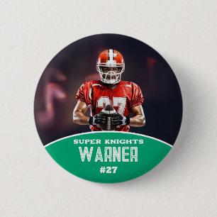 Custom Football Photo and Name Sports Button