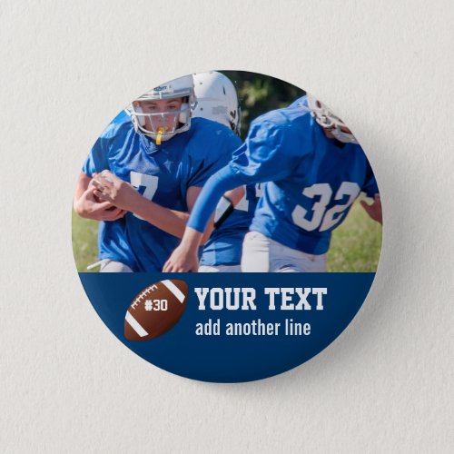 Custom Football Photo Name and Number Pinback Button