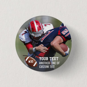 Custom Football Photo Name Jersey Number Button