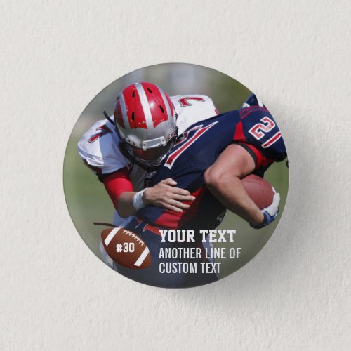 Custom Football Photo Name Jersey Number Button