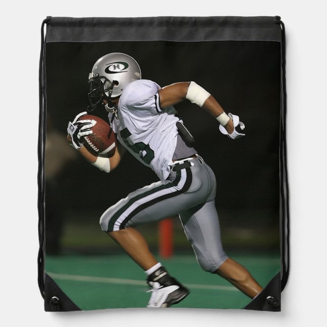 Custom Football Photo Sports  Drawstring Bag (Front)
