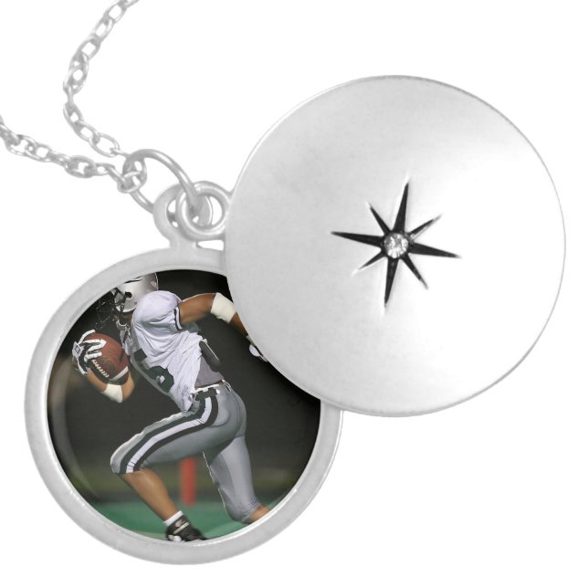 Custom Football Photo Sports Locket Necklace (Front)