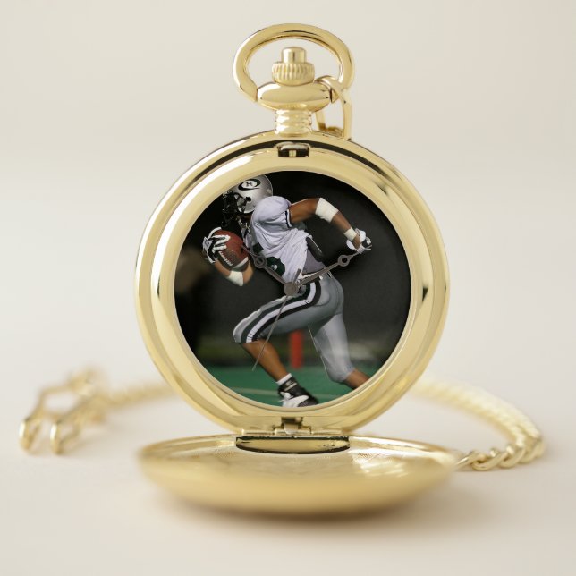 Custom Football Photo Sports  Pocket Watch (Inside)