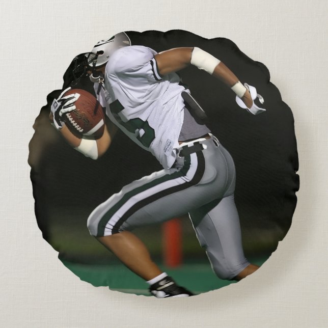 Custom Football Photo Sports Round Pillow (Front)