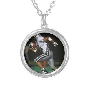 Custom Football Photo Sports Silver Plated Necklace