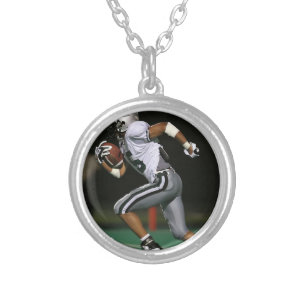 Custom Football Photo Sports  Silver Plated Necklace