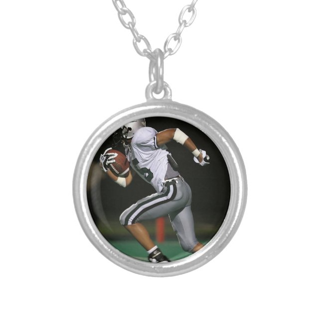 Custom Football Photo Sports  Silver Plated Necklace (Front)