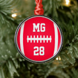 Custom Football Player Initials And Jersey Number Metal Ornament at Zazzle