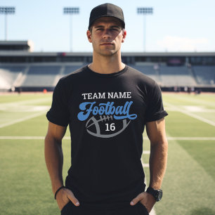 Custom Football Player Name and Number Black T-Shirt