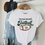 Custom Football Player Name and Number Green Tri-Blend Shirt<br><div class="desc">Custom Front and Back Football T-Shirt - shown in White
Design features script "Football" wording with text that can be customized for the team name,  player last name,  and jersey number. Dark green,  leather brown,  and charcoal gray colors can be customized.</div>