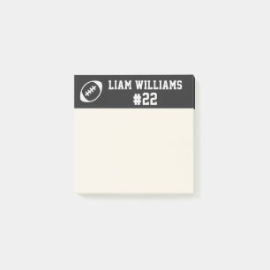Custom Football Player Name & Number Black Trendy Post-it Notes