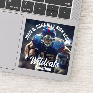 Custom Football Player Photo High School Laptop Sticker