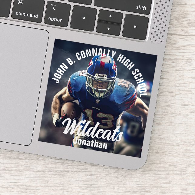 Custom Football Player Photo High School Laptop Sticker (Detail)