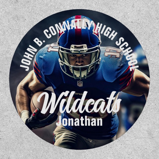Custom Football Player Photo High School Spirit Patch (Front)