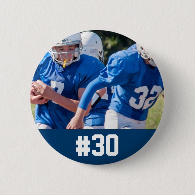 Custom Football Player Photo Number Button (Front)